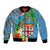 Fijians Iguana Tagimoucia Christmas Bomber Jacket Christmas Palm Tree and Hibiscus