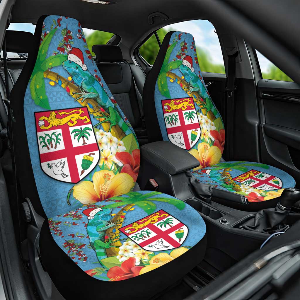 Fijians Iguana Tagimoucia Christmas Car Seat Cover Christmas Palm Tree and Hibiscus