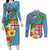 Fijians Iguana Tagimoucia Christmas Couples Matching Long Sleeve Bodycon Dress and Long Sleeve Button Shirt Christmas Palm Tree and Hibiscus