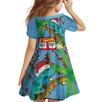 Fijians Iguana Tagimoucia Christmas Family Matching Off Shoulder Maxi Dress and Hawaiian Shirt Christmas Palm Tree and Hibiscus