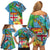 Fijians Iguana Tagimoucia Christmas Family Matching Off Shoulder Short Dress and Hawaiian Shirt Christmas Palm Tree and Hibiscus