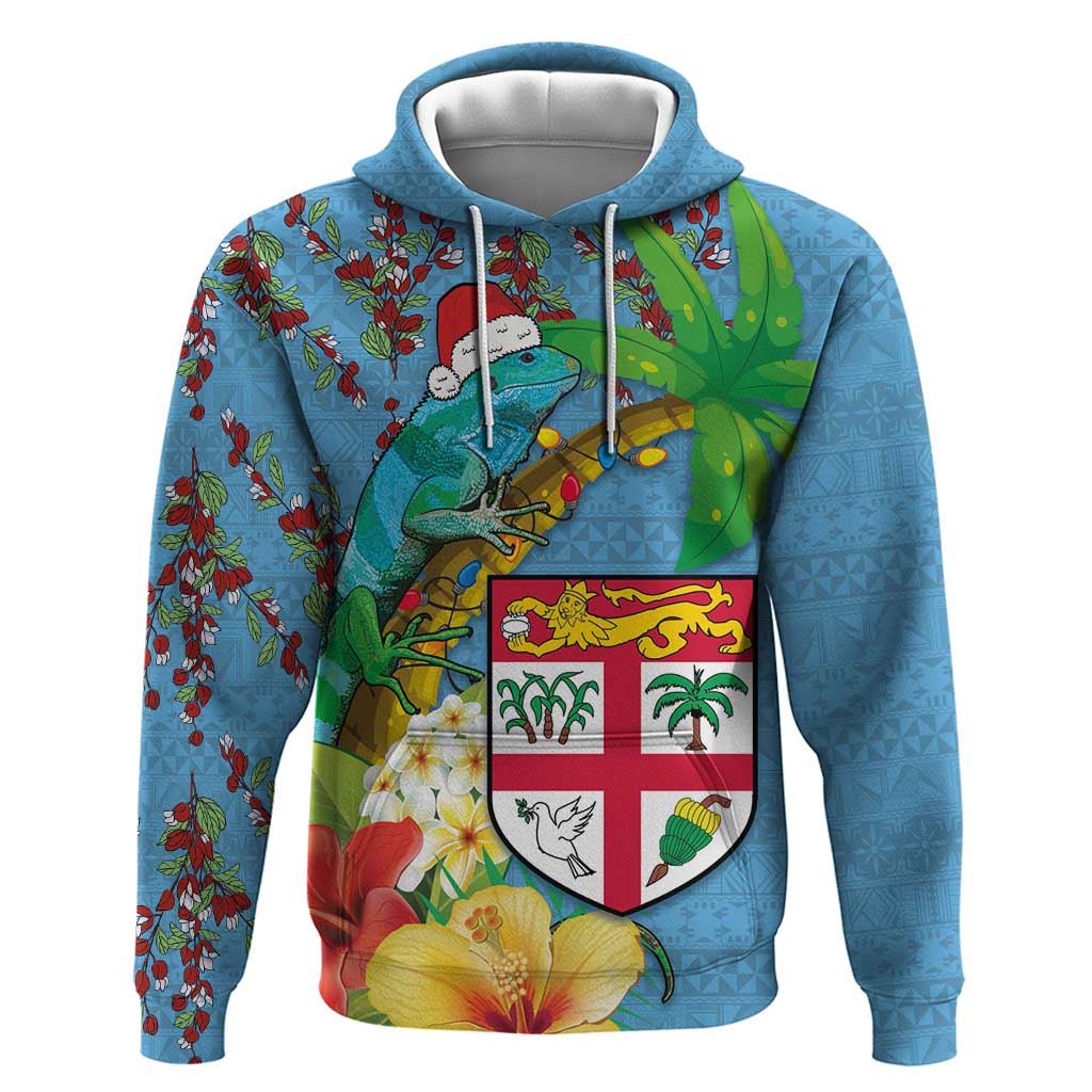 Fijians Iguana Tagimoucia Christmas Hoodie Christmas Palm Tree and Hibiscus