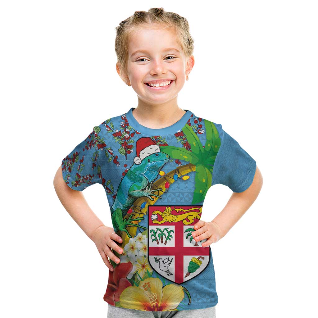 Fijians Iguana Tagimoucia Christmas Kid T Shirt Christmas Palm Tree and Hibiscus