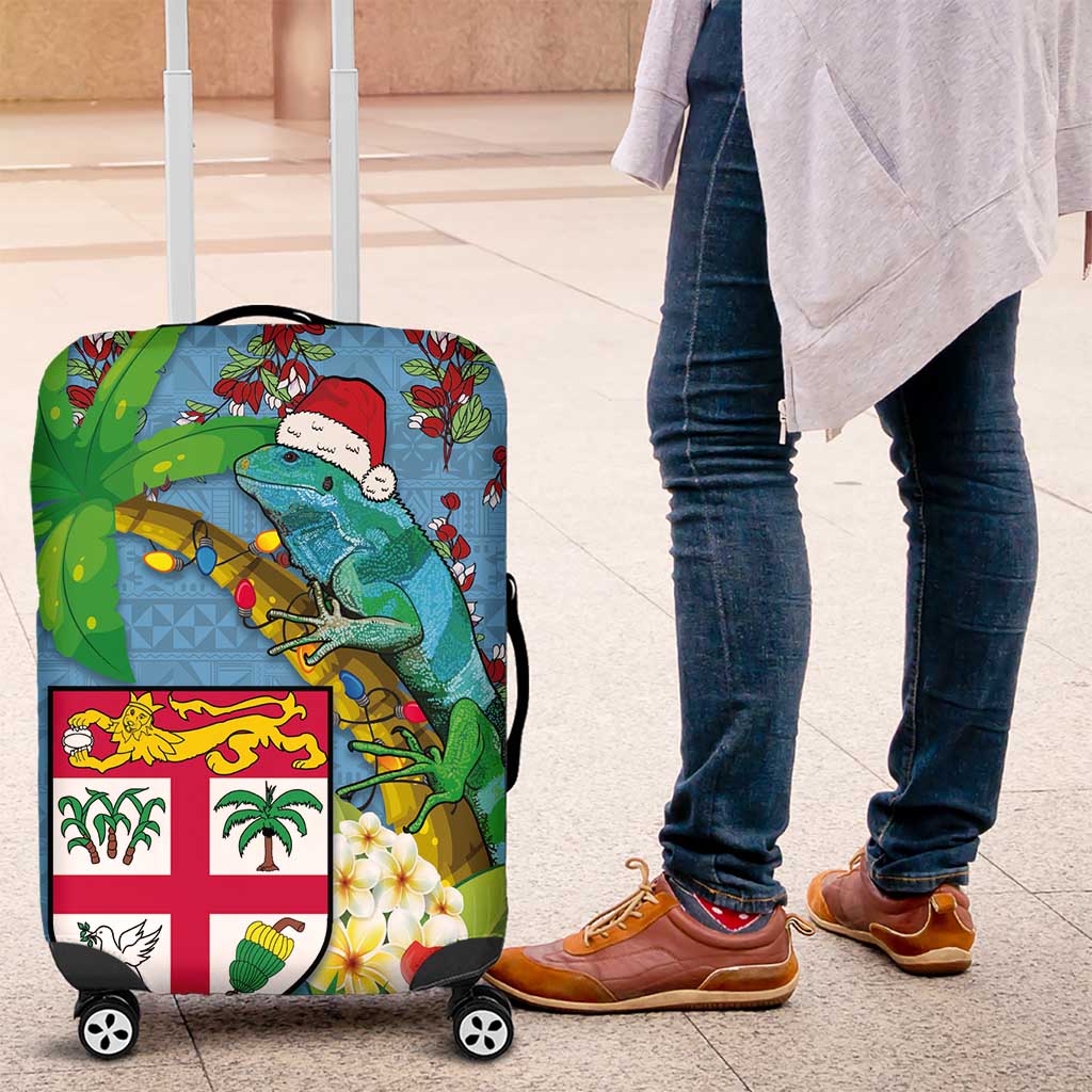 Fijians Iguana Tagimoucia Christmas Luggage Cover Christmas Palm Tree and Hibiscus