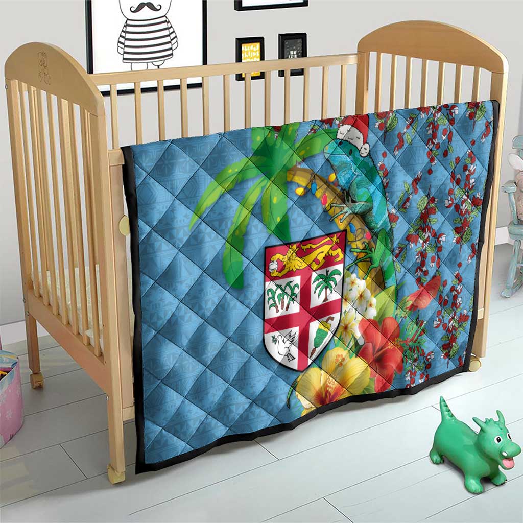 Fijians Iguana Tagimoucia Christmas Quilt Christmas Palm Tree and Hibiscus