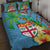 Fijians Iguana Tagimoucia Christmas Quilt Bed Set Christmas Palm Tree and Hibiscus