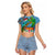 Fijians Iguana Tagimoucia Christmas Raglan Cropped T Shirt Christmas Palm Tree and Hibiscus