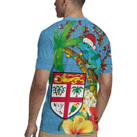 Fijians Iguana Tagimoucia Christmas Rugby Jersey Christmas Palm Tree and Hibiscus