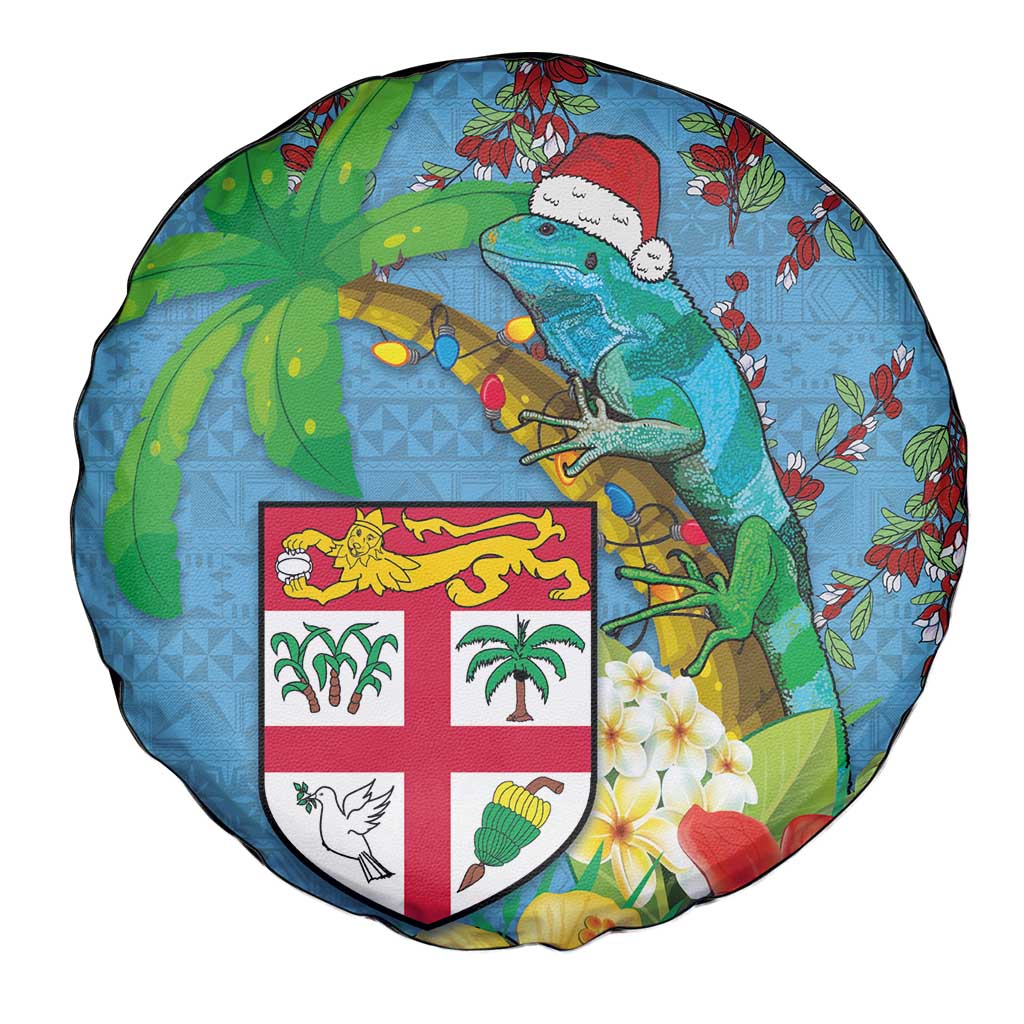 Fijians Iguana Tagimoucia Christmas Spare Tire Cover Christmas Palm Tree and Hibiscus