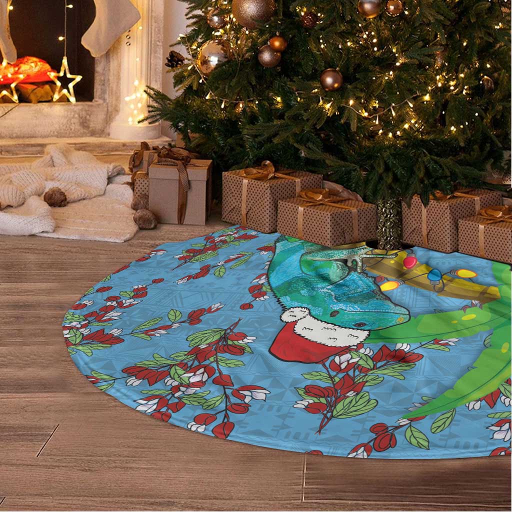 Fijians Iguana Tagimoucia Christmas Tree Skirt Christmas Palm Tree and Hibiscus