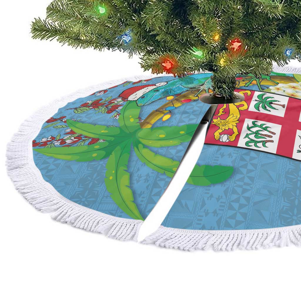 Fijians Iguana Tagimoucia Christmas Tree Skirt Christmas Palm Tree and Hibiscus