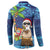 The Funny Santa Wears Sulu Christmas Button Sweatshirt Fijian Christmas Palm Tree With Masi Art Tattoo