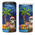 The Funny Santa Wears Sulu Christmas 4 in 1 Can Cooler Tumbler Fijian Christmas Palm Tree With Masi Art Tattoo