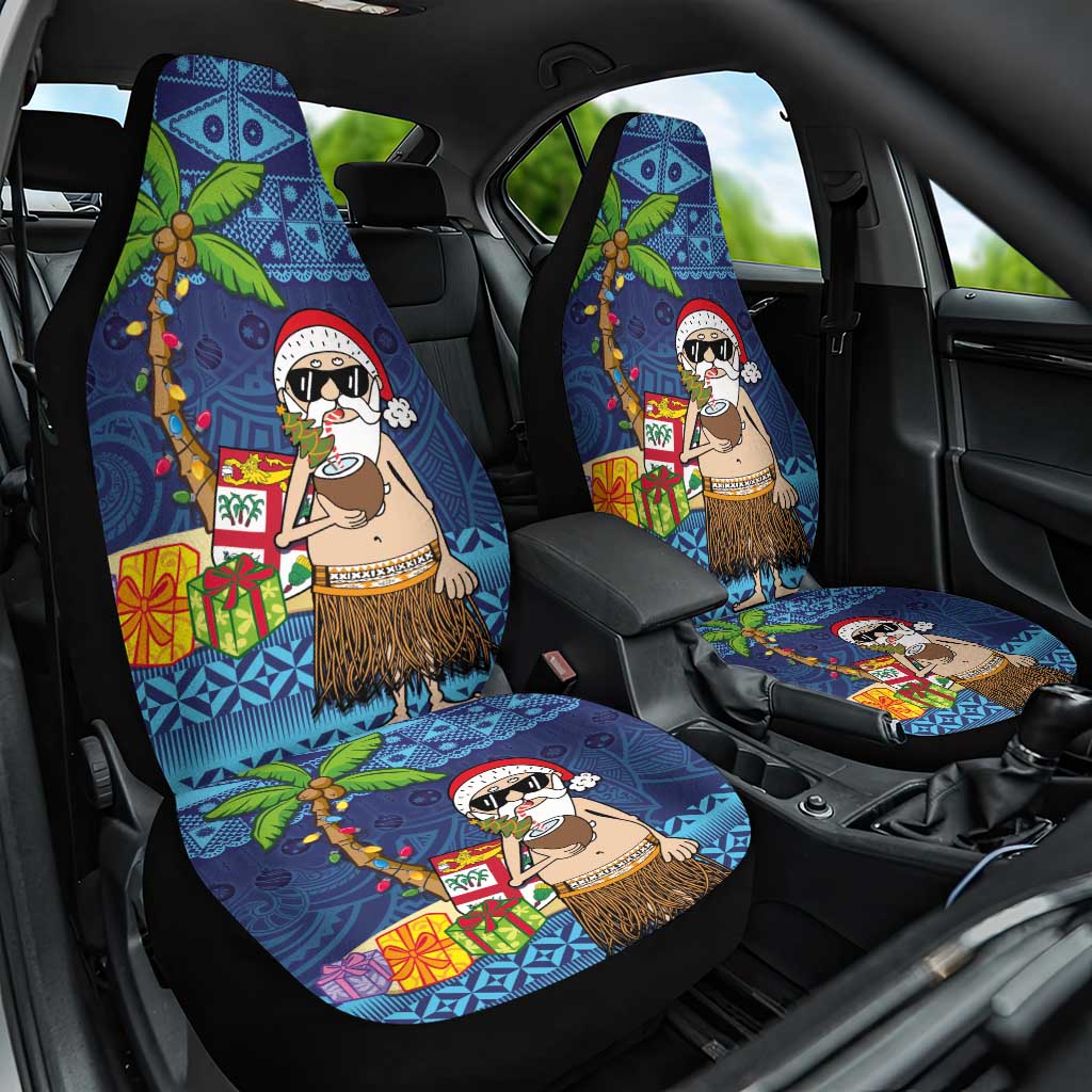 The Funny Santa Wears Sulu Christmas Car Seat Cover Fijian Christmas Palm Tree With Masi Art Tattoo