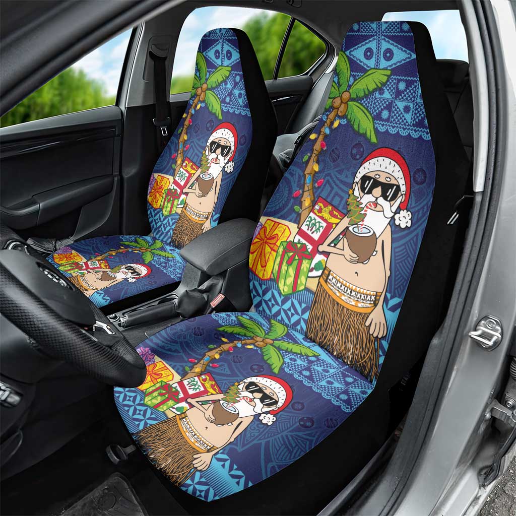 The Funny Santa Wears Sulu Christmas Car Seat Cover Fijian Christmas Palm Tree With Masi Art Tattoo