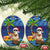 The Funny Santa Wears Sulu Christmas Ceramic Ornament Fijian Christmas Palm Tree With Masi Art Tattoo