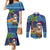 The Funny Santa Wears Sulu Christmas Couples Matching Mermaid Dress and Long Sleeve Button Shirt Fijian Christmas Palm Tree With Masi Art Tattoo