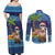 The Funny Santa Wears Sulu Christmas Couples Matching Off Shoulder Maxi Dress and Long Sleeve Button Shirt Fijian Christmas Palm Tree With Masi Art Tattoo