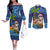 The Funny Santa Wears Sulu Christmas Couples Matching Off The Shoulder Long Sleeve Dress and Long Sleeve Button Shirt Fijian Christmas Palm Tree With Masi Art Tattoo