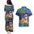 The Funny Santa Wears Sulu Christmas Couples Matching Puletasi and Hawaiian Shirt Fijian Christmas Palm Tree With Masi Art Tattoo