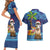 The Funny Santa Wears Sulu Christmas Couples Matching Short Sleeve Bodycon Dress and Hawaiian Shirt Fijian Christmas Palm Tree With Masi Art Tattoo