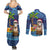 The Funny Santa Wears Sulu Christmas Couples Matching Summer Maxi Dress and Long Sleeve Button Shirt Fijian Christmas Palm Tree With Masi Art Tattoo