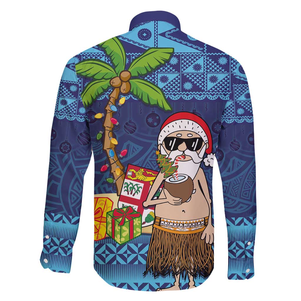 The Funny Santa Wears Sulu Christmas Family Matching Long Sleeve Bodycon Dress and Hawaiian Shirt Fijian Christmas Palm Tree With Masi Art Tattoo