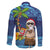 The Funny Santa Wears Sulu Christmas Family Matching Off The Shoulder Long Sleeve Dress and Hawaiian Shirt Fijian Christmas Palm Tree With Masi Art Tattoo