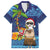 The Funny Santa Wears Sulu Christmas Family Matching Off Shoulder Short Dress and Hawaiian Shirt Fijian Christmas Palm Tree With Masi Art Tattoo