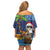 The Funny Santa Wears Sulu Christmas Family Matching Off Shoulder Short Dress and Hawaiian Shirt Fijian Christmas Palm Tree With Masi Art Tattoo