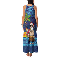 The Funny Santa Wears Sulu Christmas Family Matching Tank Maxi Dress and Hawaiian Shirt Fijian Christmas Palm Tree With Masi Art Tattoo