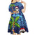 The Funny Santa Wears Sulu Christmas Kid Short Sleeve Dress Fijian Christmas Palm Tree With Masi Art Tattoo