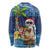 The Funny Santa Wears Sulu Christmas Long Sleeve Shirt Fijian Christmas Palm Tree With Masi Art Tattoo