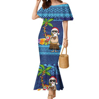 The Funny Santa Wears Sulu Christmas Mermaid Dress Fijian Christmas Palm Tree With Masi Art Tattoo