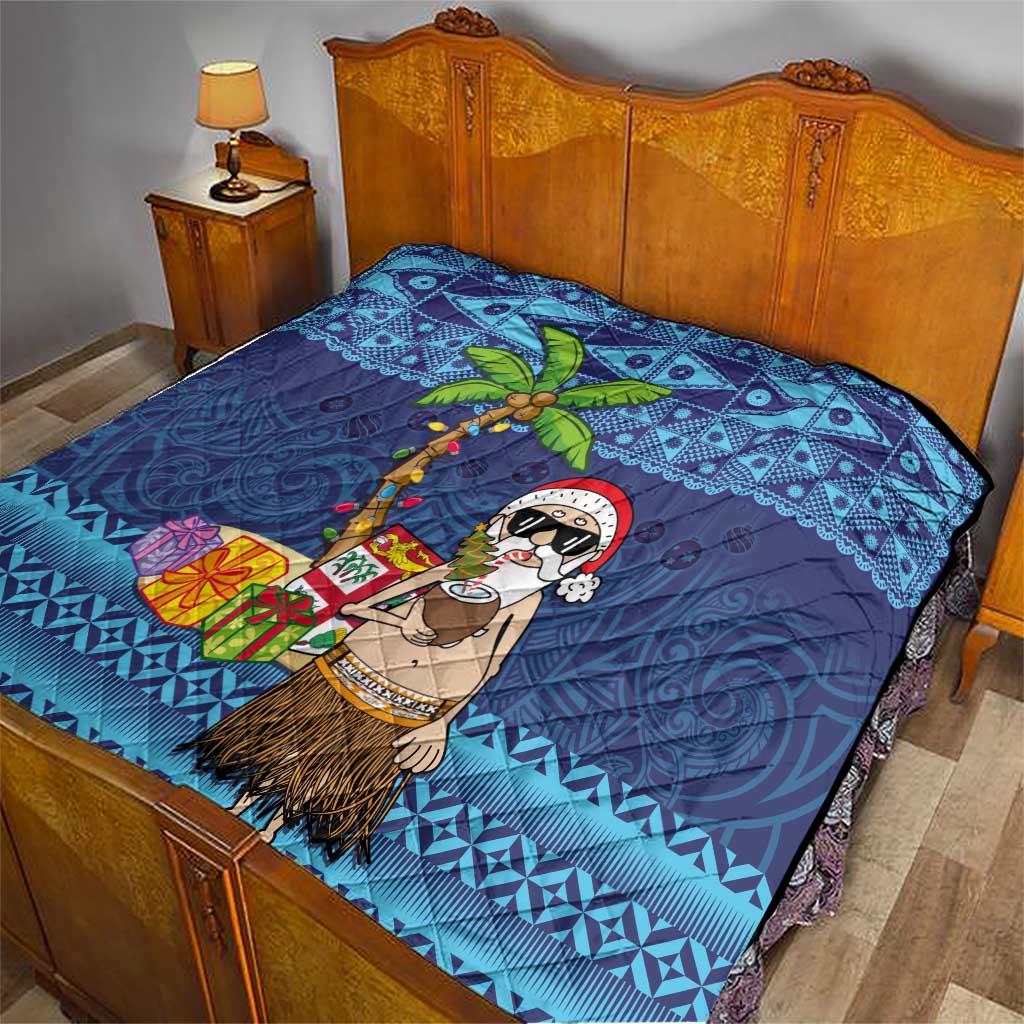 The Funny Santa Wears Sulu Christmas Quilt Fijian Christmas Palm Tree With Masi Art Tattoo