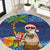 The Funny Santa Wears Sulu Christmas Round Carpet Fijian Christmas Palm Tree With Masi Art Tattoo