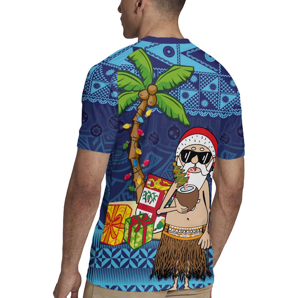 The Funny Santa Wears Sulu Christmas Rugby Jersey Fijian Christmas Palm Tree With Masi Art Tattoo