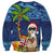 The Funny Santa Wears Sulu Christmas Sweatshirt Fijian Christmas Palm Tree With Masi Art Tattoo