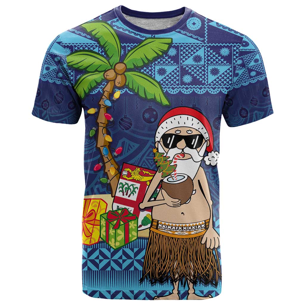 The Funny Santa Wears Sulu Christmas T Shirt Fijian Christmas Palm Tree With Masi Art Tattoo