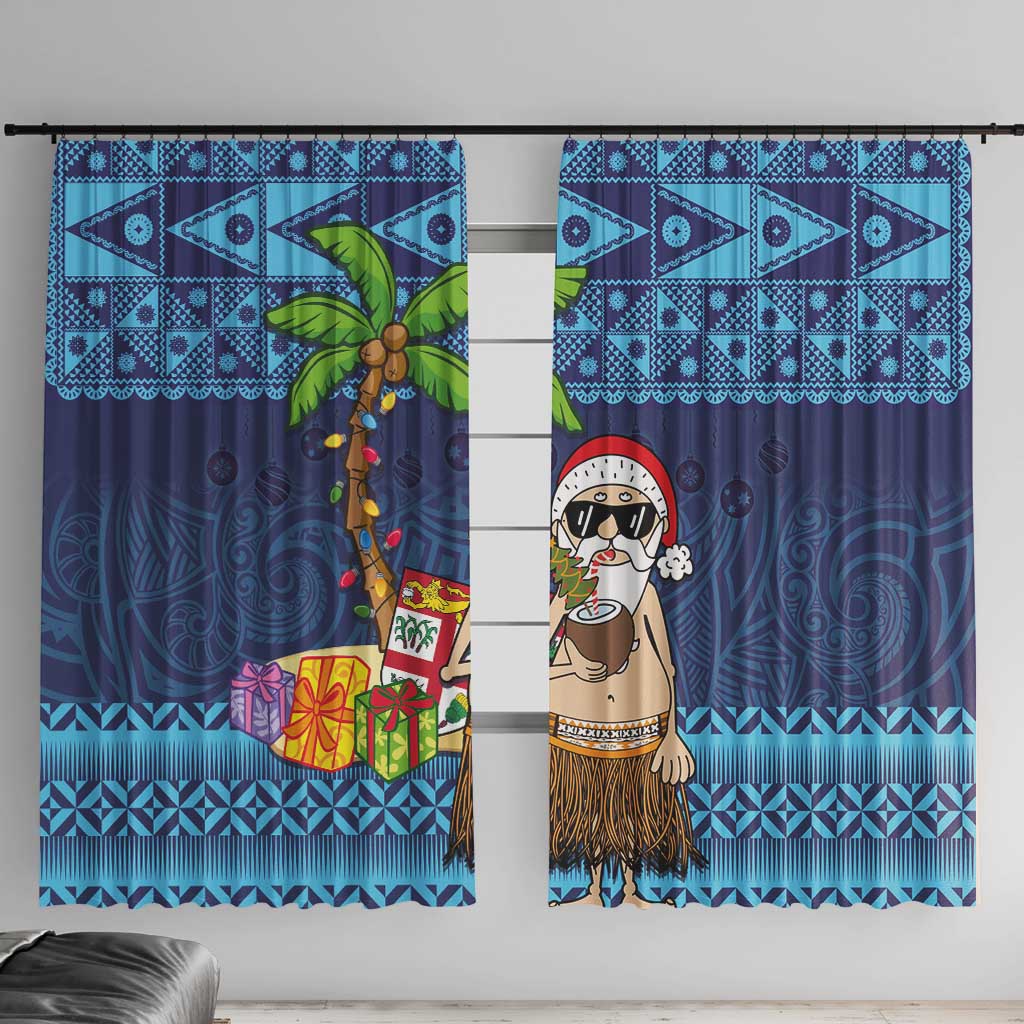 The Funny Santa Wears Sulu Christmas Window Curtain Fijian Christmas Palm Tree With Masi Art Tattoo