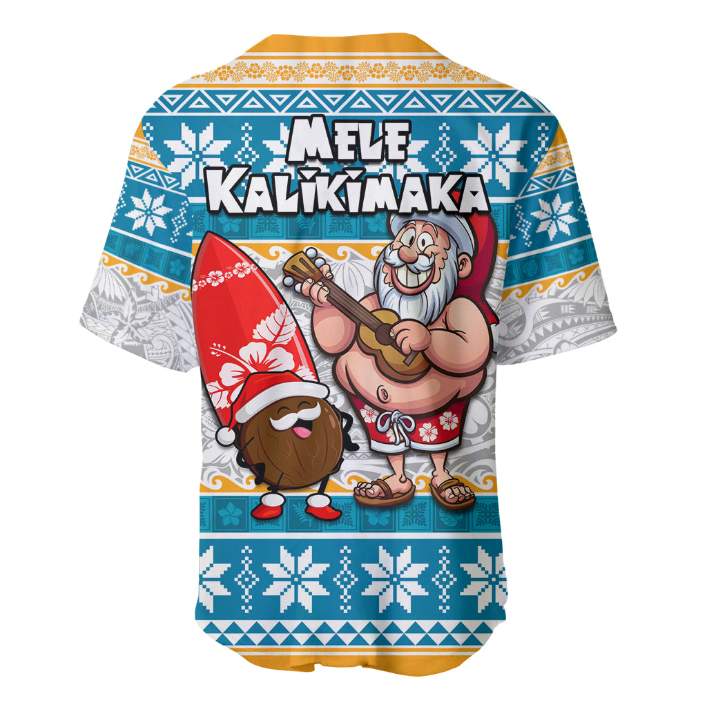 Hawaii Mele Kalikimaka Baseball Jersey Funny Santa and Coconut Mix Kakau Pattern LT03 - Polynesian Pride
