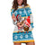 Hawaii Mele Kalikimaka Hoodie Dress Funny Santa and Coconut Mix Kakau Pattern LT03 Blue - Polynesian Pride