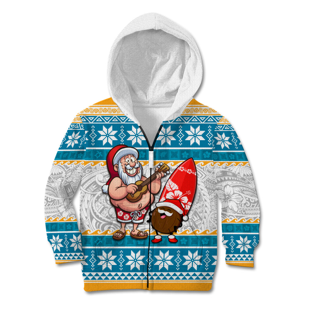 Hawaii Mele Kalikimaka Kid Hoodie Funny Santa and Coconut Mix Kakau Pattern LT03 - Polynesian Pride
