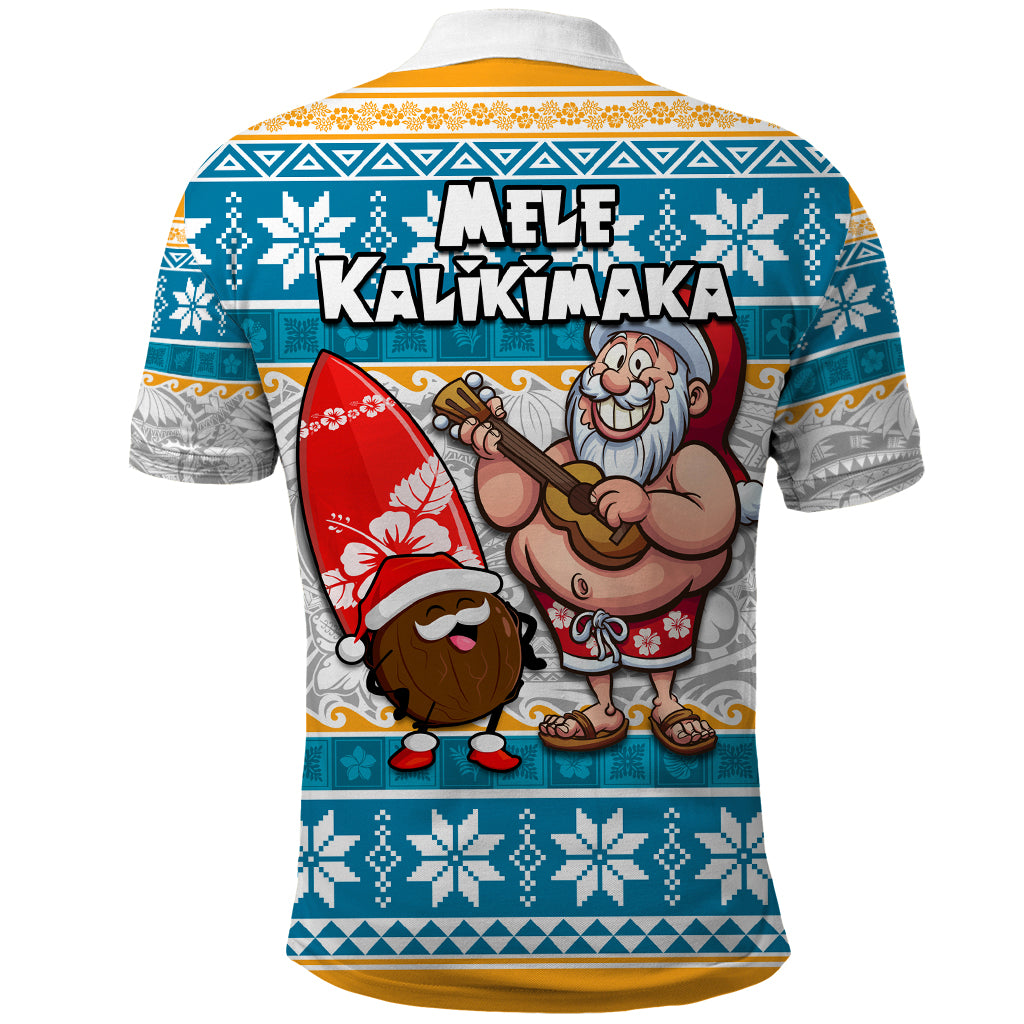 Hawaii Mele Kalikimaka Polo Shirt Funny Santa and Coconut Mix Kakau Pattern LT03 - Polynesian Pride