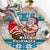 Hawaii Mele Kalikimaka Round Carpet Funny Santa and Coconut Mix Kakau Pattern LT03 - Polynesian Pride