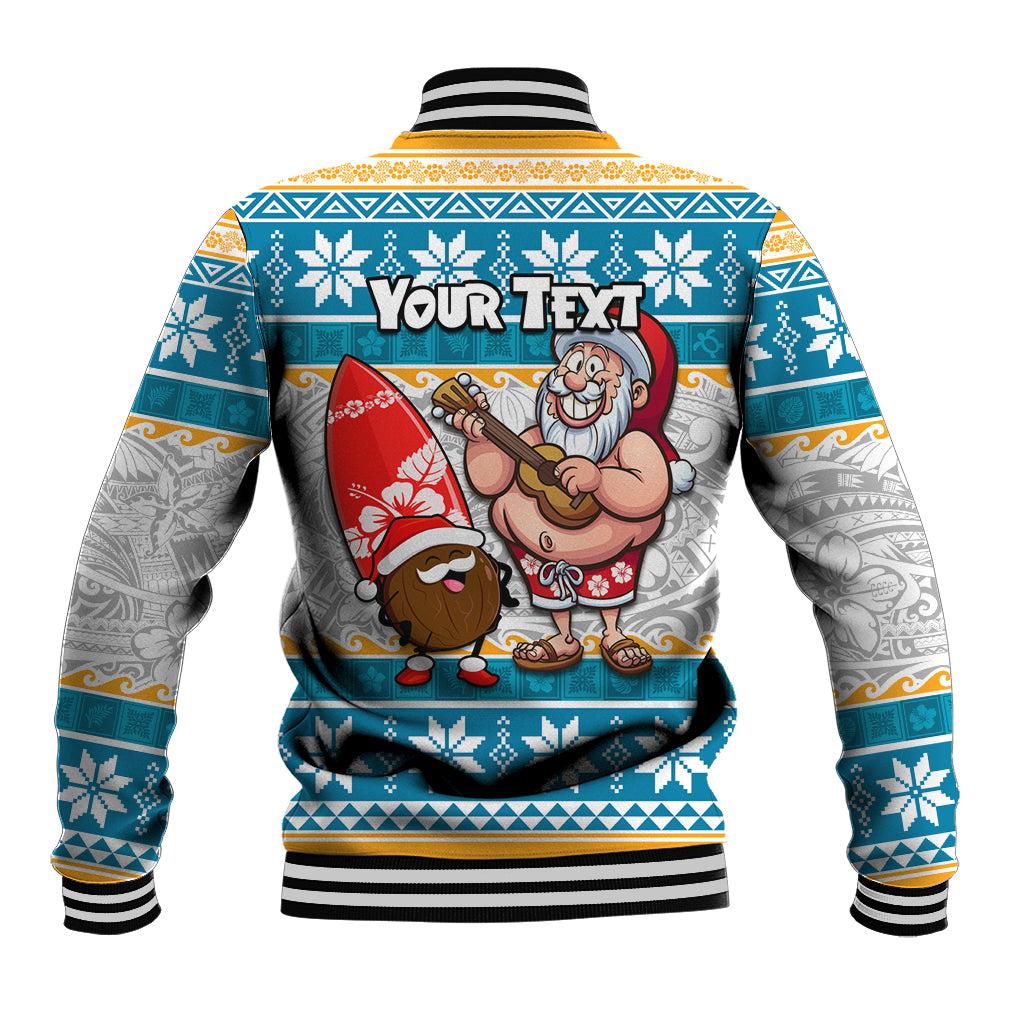 Custom Hawaii Mele Kalikimaka Baseball Jacket Funny Santa and Coconut Mix Kakau Pattern LT03 - Polynesian Pride