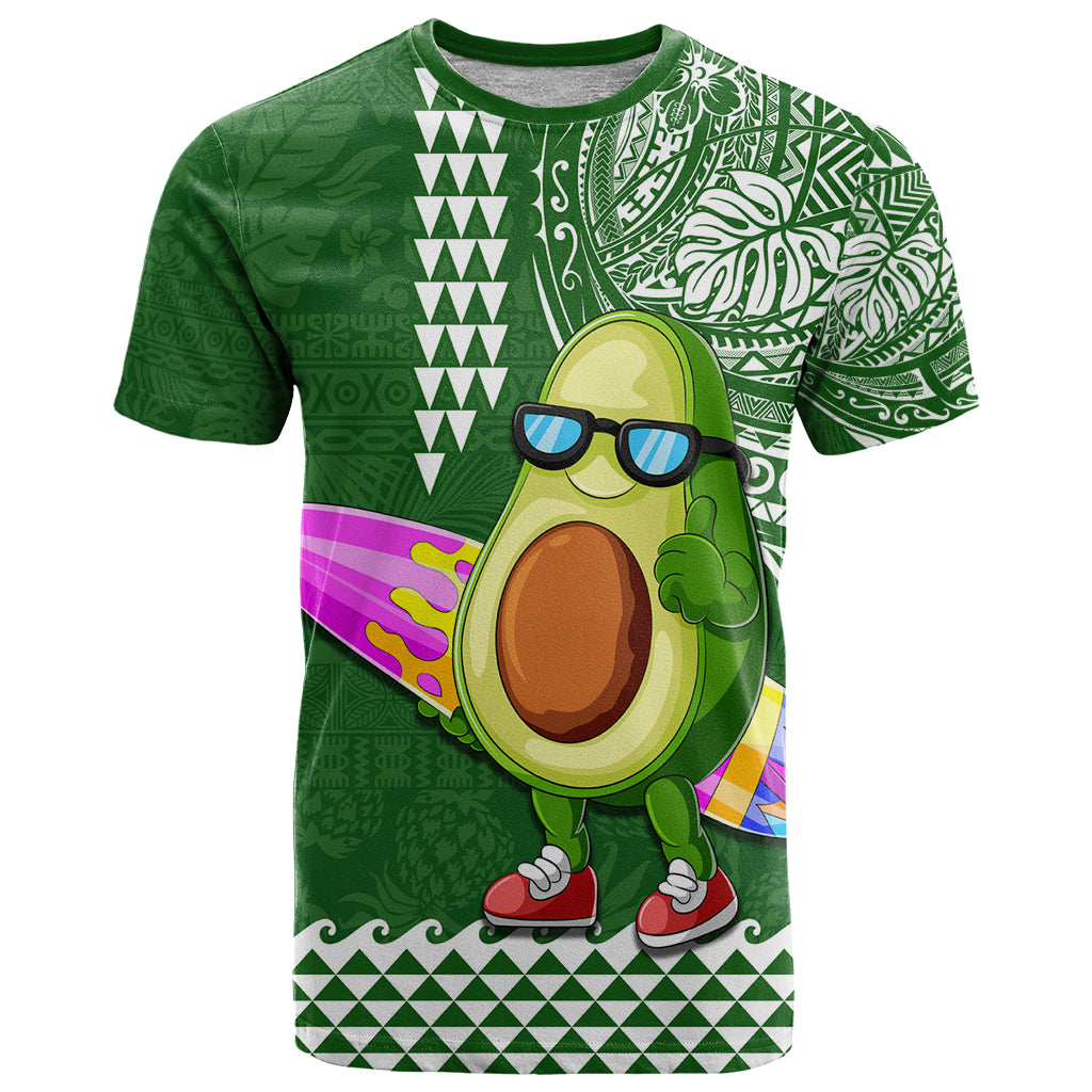 Hawaii T Shirt Aloha Funny Avocado Mix Kakau Hawaiian Tribal LT03 Green - Polynesian Pride