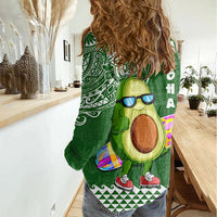 Hawaii Women Casual Shirt Aloha Funny Avocado Mix Kakau Hawaiian Tribal LT03 - Polynesian Pride