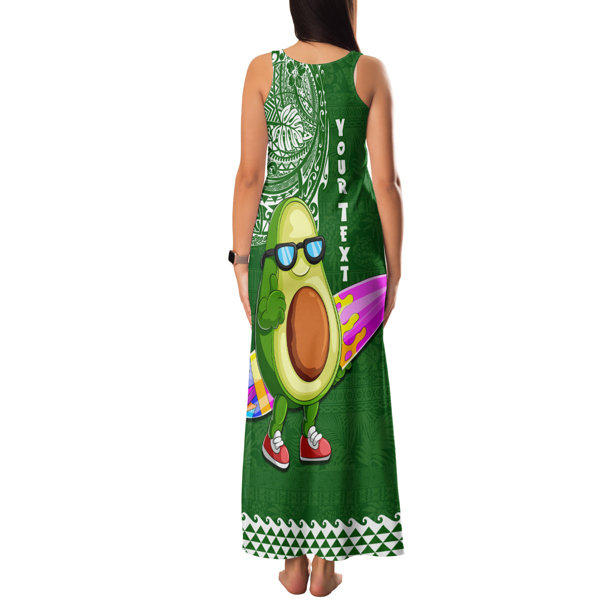 Aloha Avocado Funny Fruits Custom Family Matching Tank Maxi Dress and Hawaiian Shirt Mix Hawaiian Kakau Tribal LT03 - Polynesian Pride