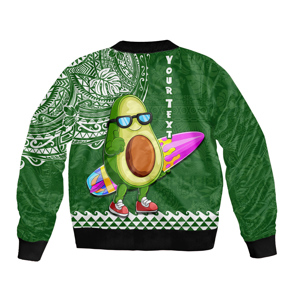 Aloha Avocado Funny Fruits Custom Sleeve Zip Bomber Jacket Mix Hawaiian Kakau Tribal LT03 - Polynesian Pride